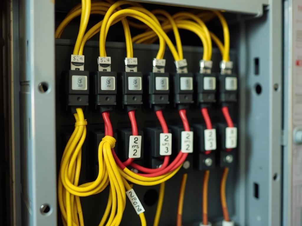 Dressed and labeled panel interior with bent conductors on a house panel upgrade