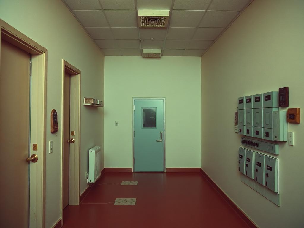 Multi-family building common area with wall-mounted electrical meter bank